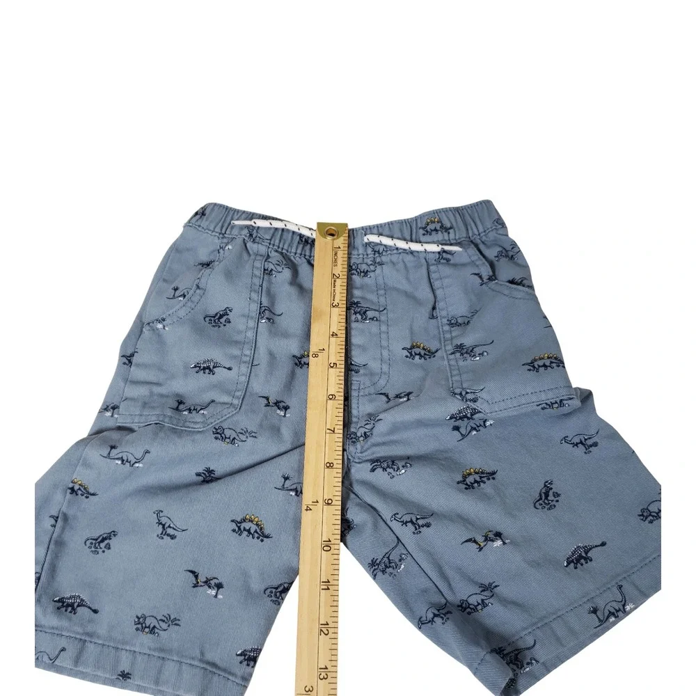 Free Planet Boys Blue Dinosaur Print Cotton Twill Shorts Size XL 7 Drawstring
